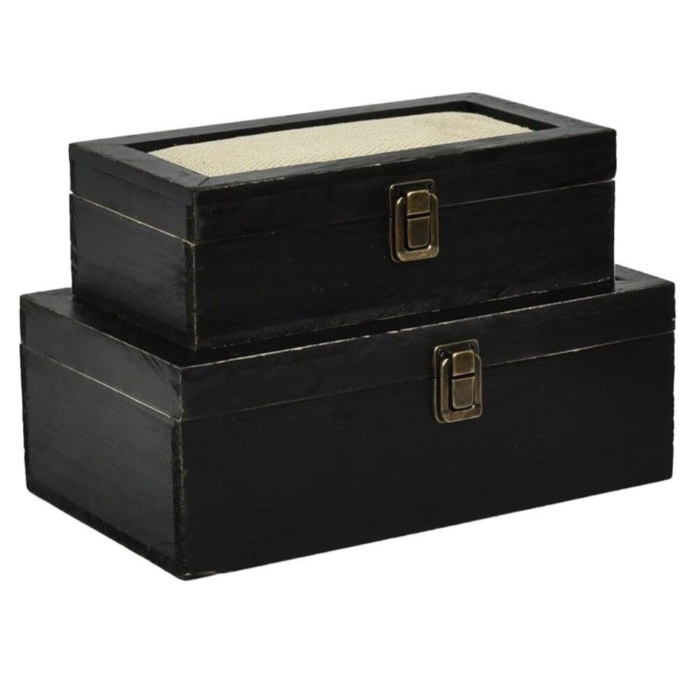 DECOR4SEASON Decorative Storage Boxes with Hinged Lid, 2 Pc set